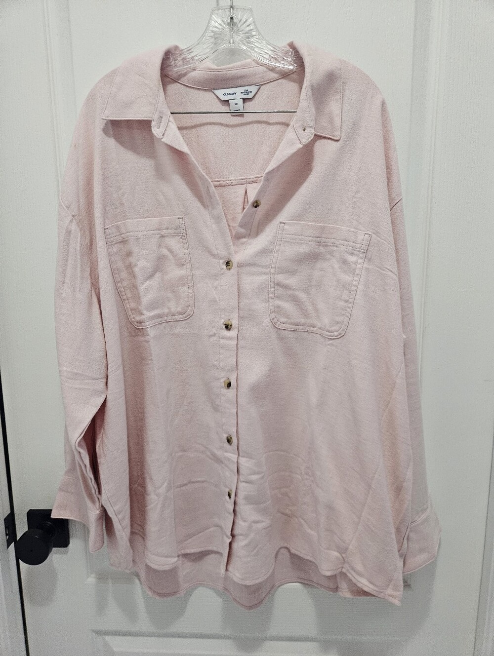 Old Navy Boyfriend Shirt Oversized Button Down Blouse Top 3xl Pockets Pink